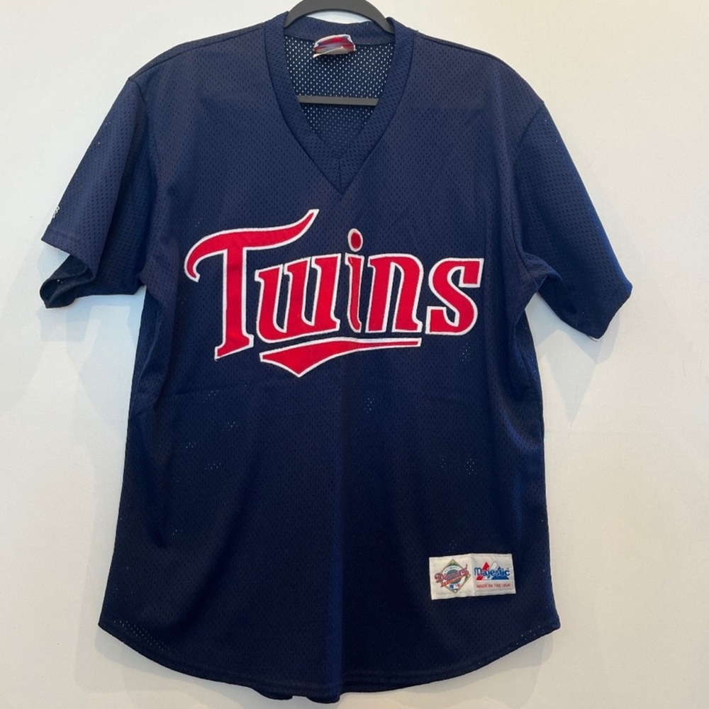 Minnesota Twins Vintage Navy Blue Majestic Diamond Collection Jersey Mens XL